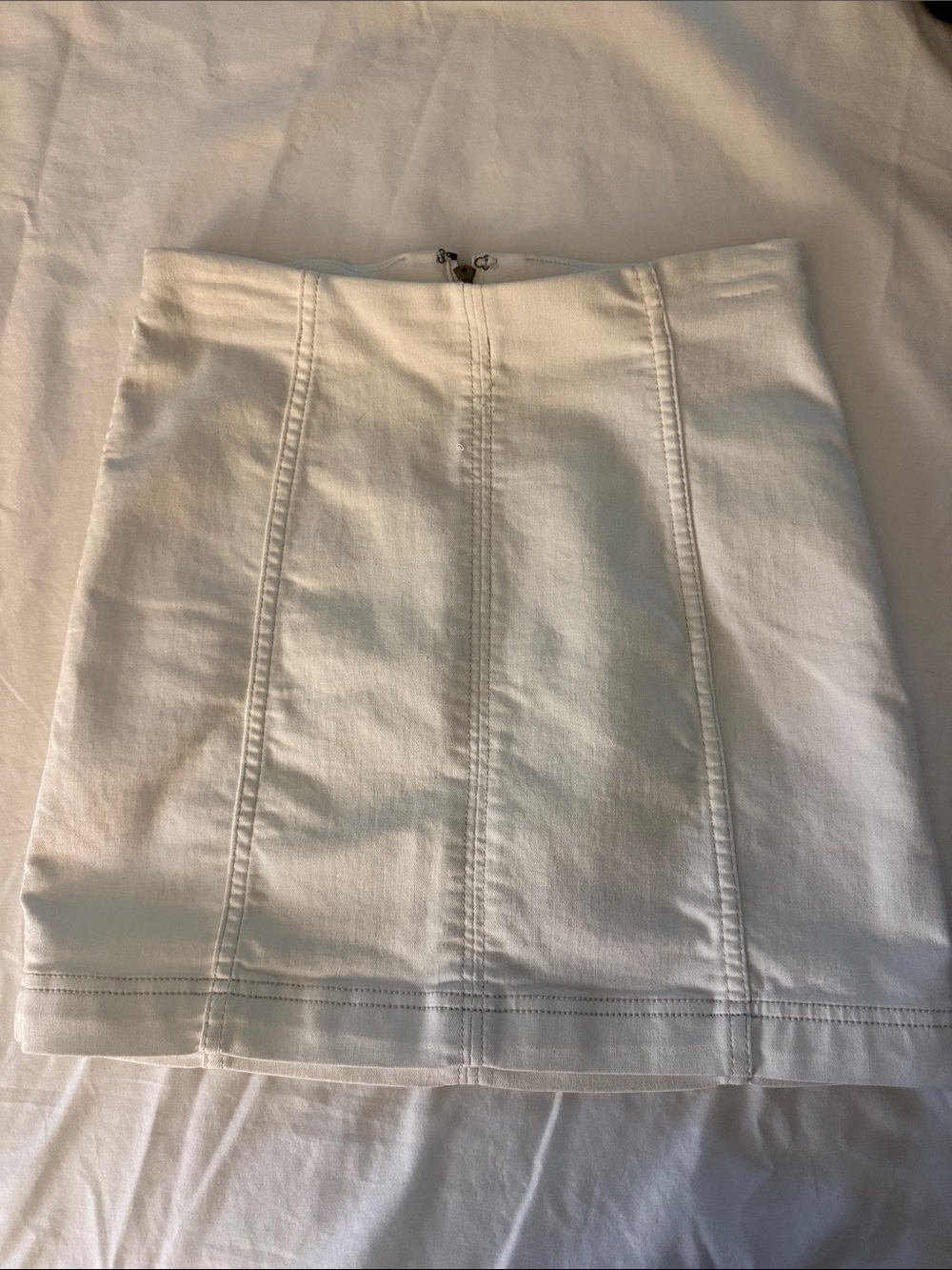 Free People White Panel-Stitch Mini Skirt